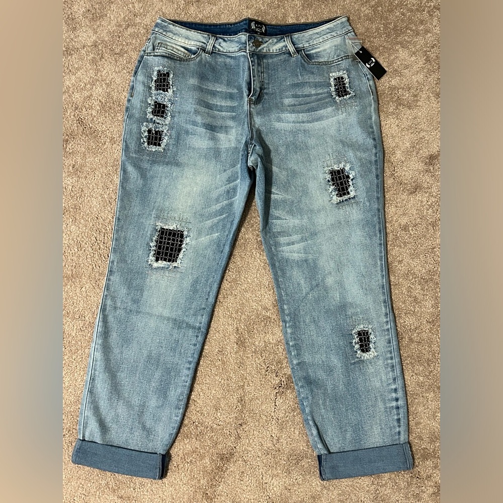 AZI patchwork cropped jeans BRAND NEW